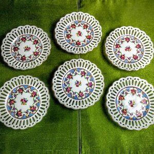 Bavaria Schumann Reticulated Porcelain Plates (6)